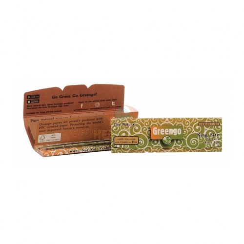 Greengo Papers King Size Slim with Tips- Unbleached Greengo Papers King Size Slim with Tips- Unbleached