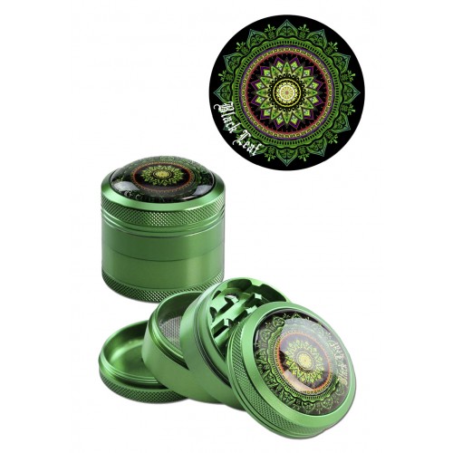 Black Leaf Mandala Al. Grinder 4-part green Black Leaf Mandala Al. Grinder 4-part green
